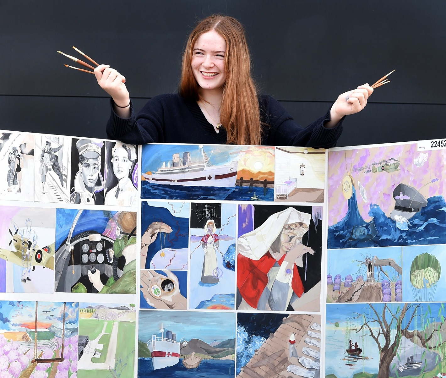 Mosgiel teenager Madison Shaw displays her art board, which garnered an NCEA level 3 excellence...