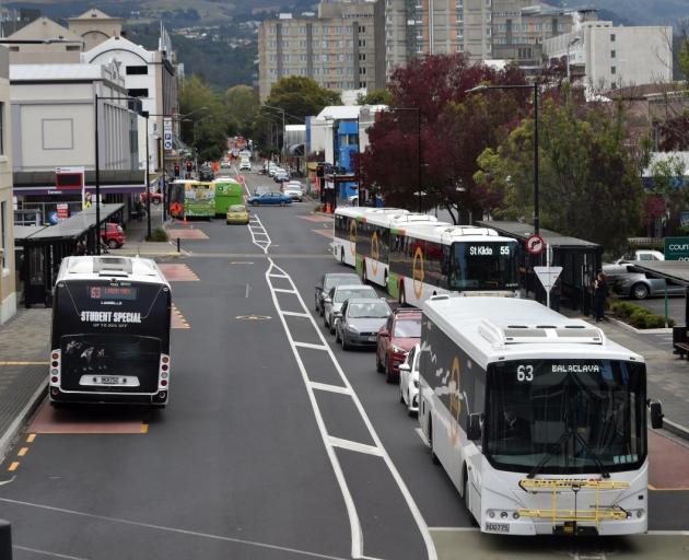 The incident happened at the bus hub in the central city, next to the police station. Photo: ODT...