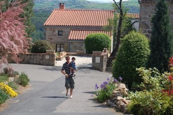 Sam and daughter India (who was born in Beaumont, France) visit Montperoux, a village near their...