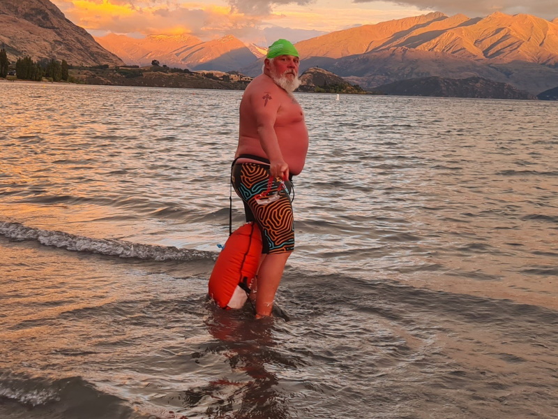 Irish long distance swim adventurer Dermot Higgins begins his 10km swim around Ruby Island, in...