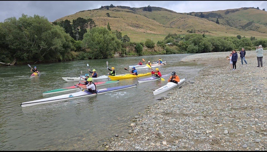 Kayakers head on to the river as they compete at the Southland Summer Challenge this past Sunday....