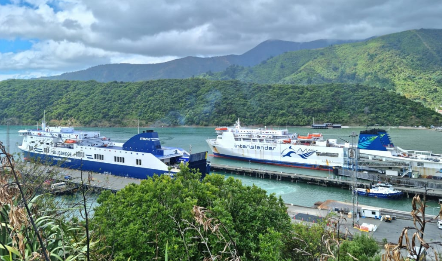 The Bluebridge's Connemara and Interislander's Kaiarahi in Picton. Photo: RNZ 