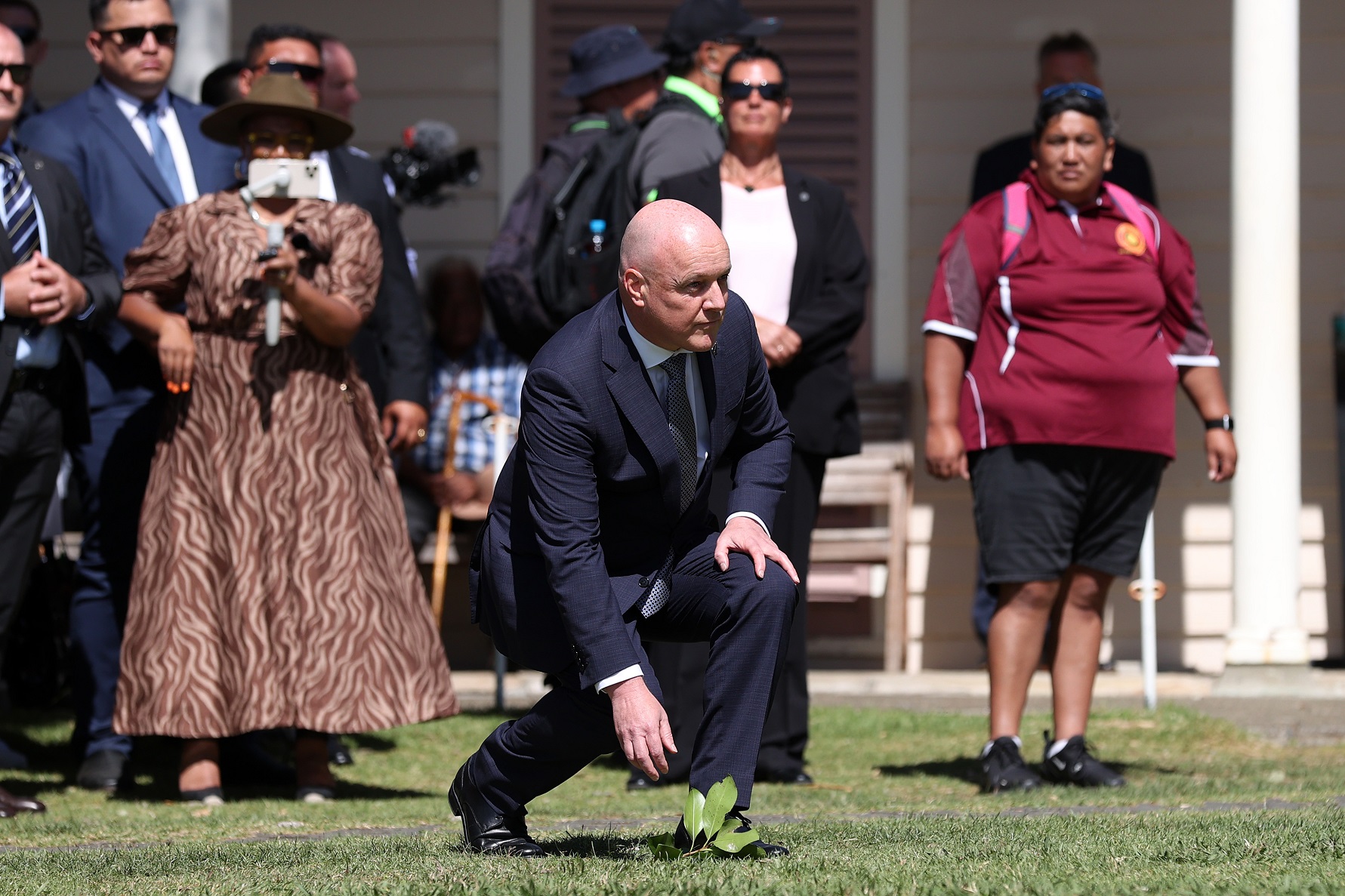 Christopher Luxon at Waitangi in 2024. Photo: Getty Images