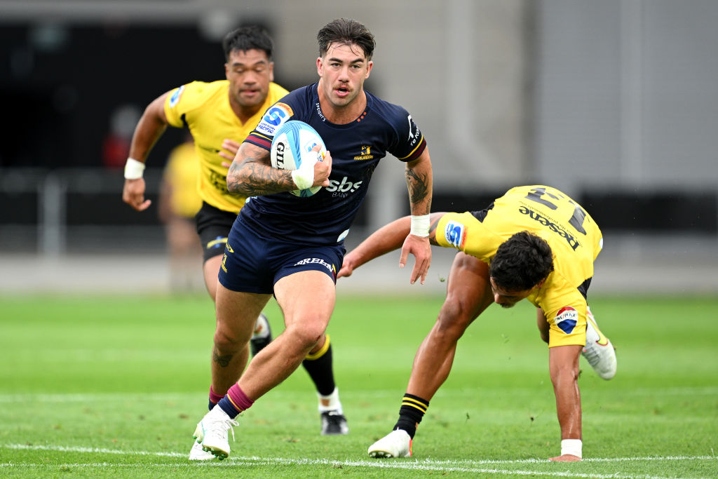 Connor Garden-Bachop in action for the Highlanders against the Hurricanes last season, just prior...