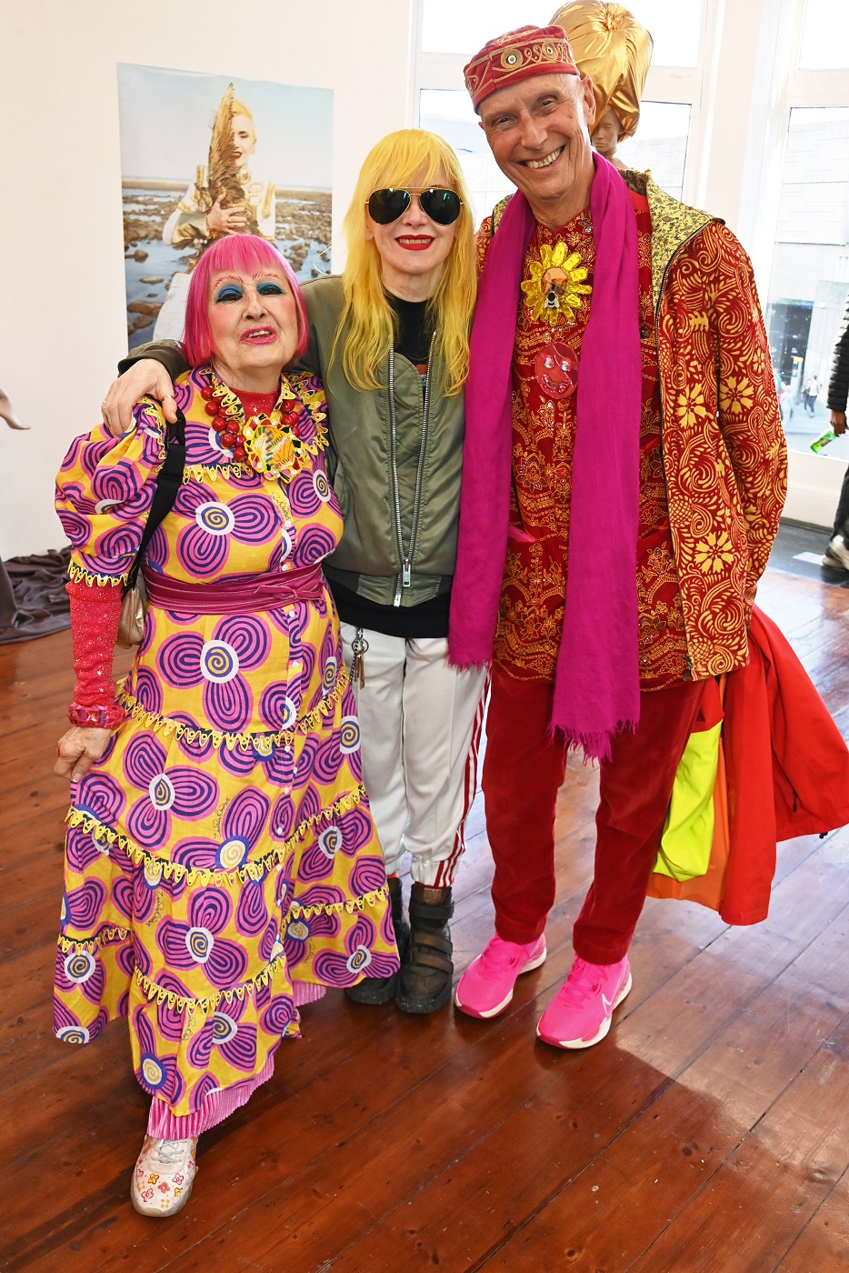 With Pam Hogg and best friend Andrew Logan. Photo: Getty Images