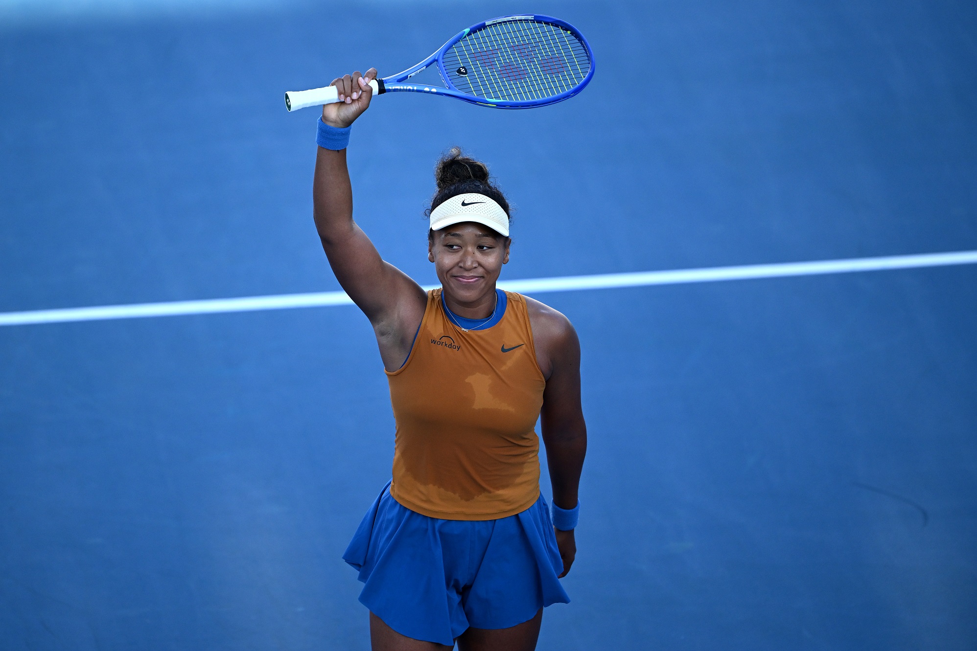 Naomi Osaka of Japan celebrates winning her match against Alycia Parks of the USA. Photo: Getty...