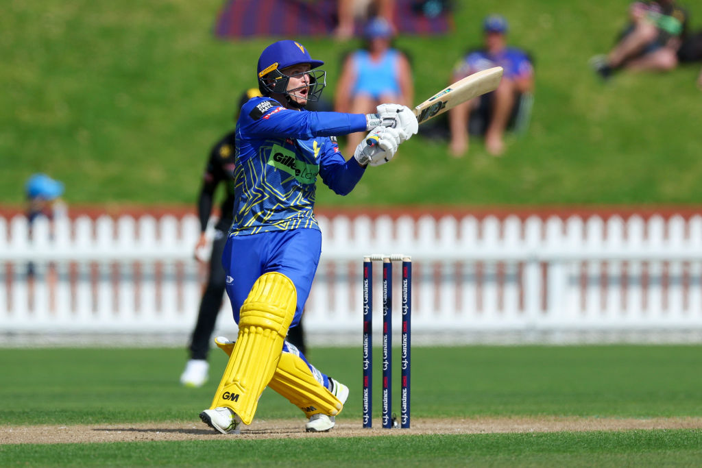 Otago's Dale Phillips gets a shot away against Wellington at the Basin Reserve. Photo: Getty