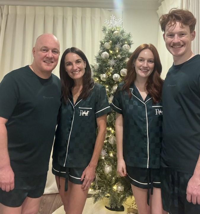 Christopher, Amanda, Olivia and William Luxon in their matching pyjamas on Christmas Eve. Photo: X