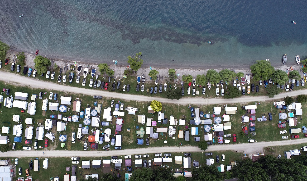 Boats on the shore at the Glendhu Bay Camping ground in 2021. Photo: Stephen Jaquiery