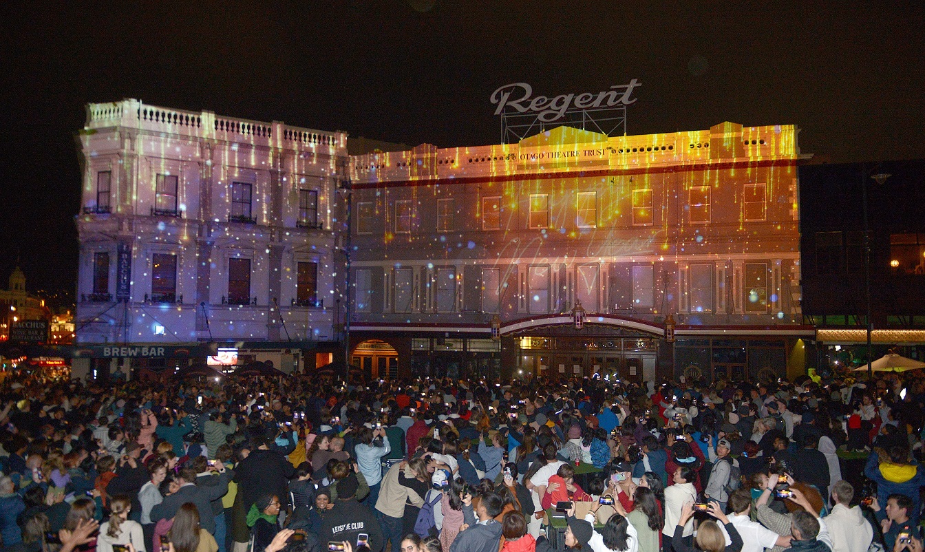 People cram into the Octagon to see in the start of 2025 in Dunedin. Photo: Gregor Richardson