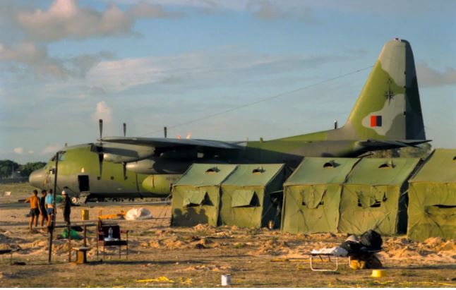 C-130H Hercules NZ7005 on the ice in Antarctica. Photo: Supplied / Royal New Zealand Air Force