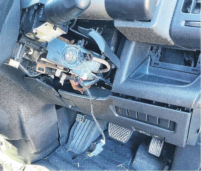 The damaged ignition in the Community Wellbeing Teddy van. PHOTO: SUPPLIED