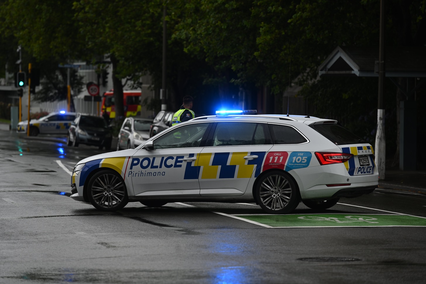 Police at the scene on Saturday morning. Photo: Linda Robertson