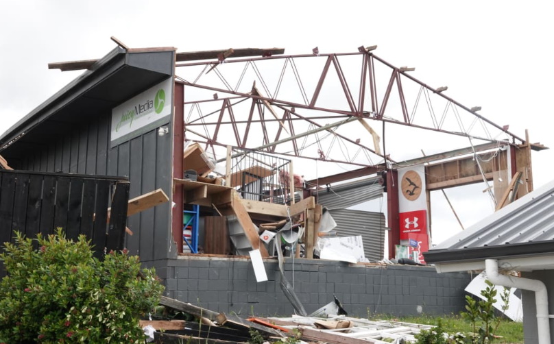 A destroyed business premises on Old Waipu Road, Mangawhai. Photo: Peter de Graaf / RNZ