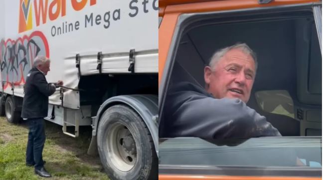 Phil Mauger tows the abandoned trailer. Photo: Phil Mauger / Supplied