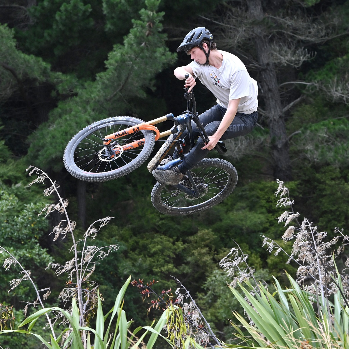 Jerome Pickford, 17, of Dunedin, has some fun while doing the final jump at the bottom of Signal...