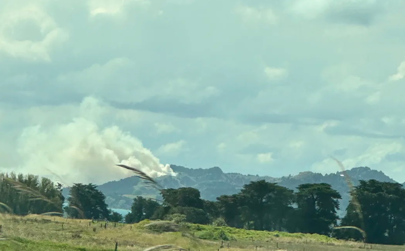 Smoke could be seen at Whangārei Heads. Photo: RNZ / Susan Edmonds