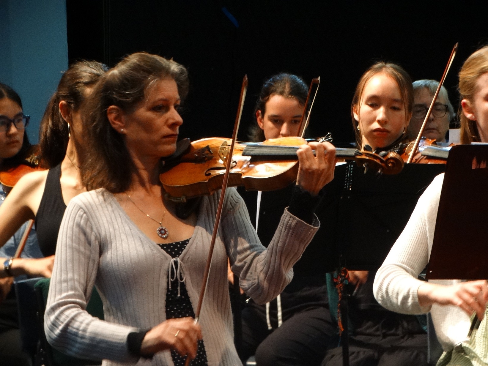 Concert master Anna Loeser performs during the Waitaki Summer Music Camp’s annual concert at...