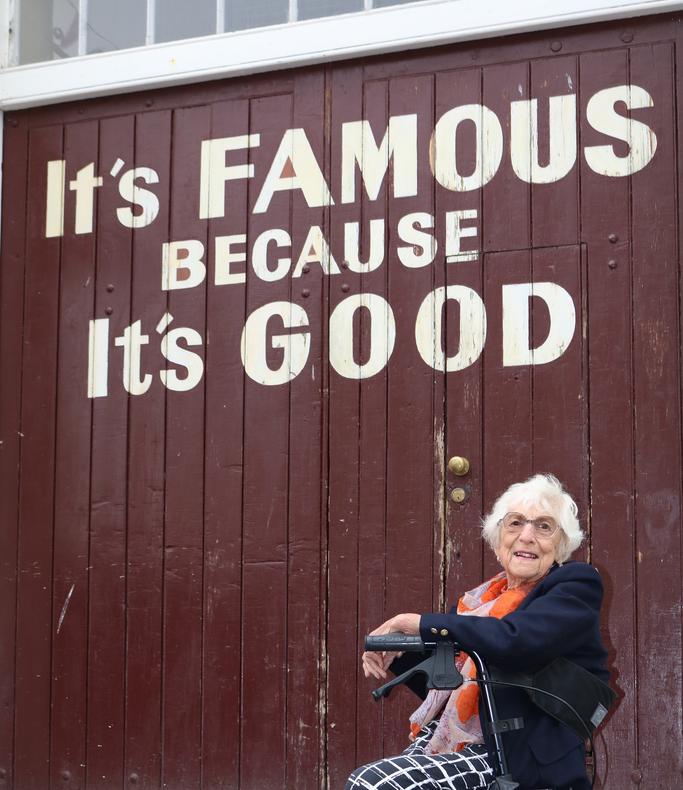 Centenarian Barbara Simpson outside the original site of her grandfather’s Lane’s Emulsion...