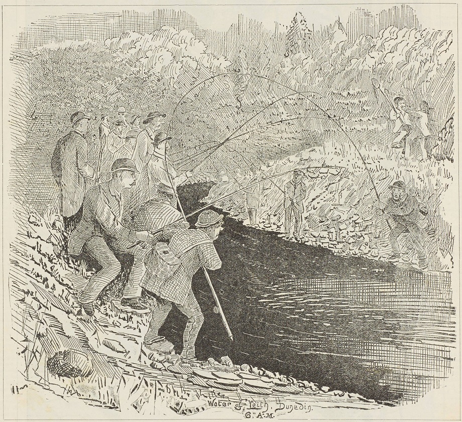 An illustration from The New Zealand Graphic and Ladies Journal, 20 December 1890. Fishermen...