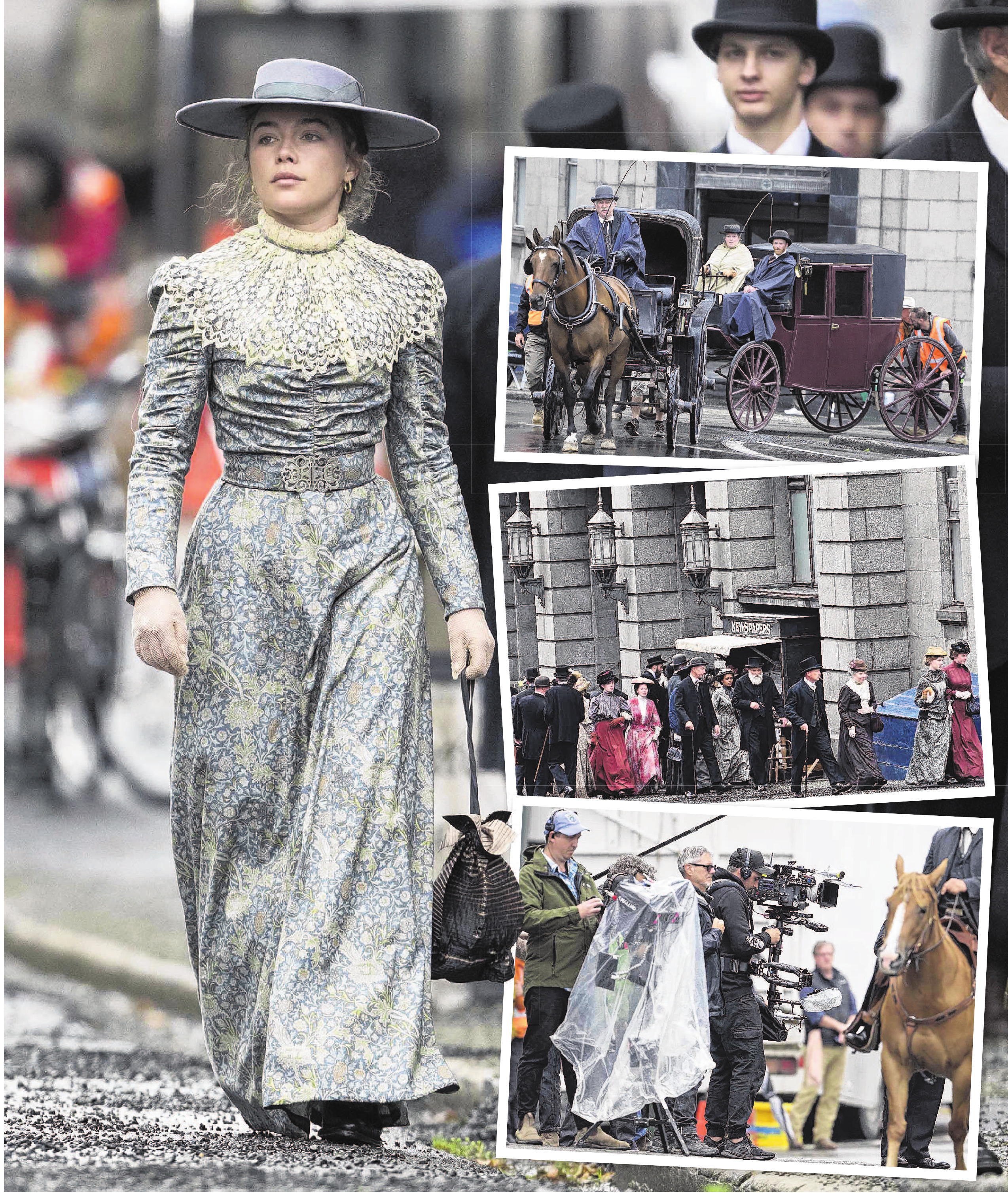 English actress Florence Pugh strolls up Princes St yesterday during filming for Netflix’s East...