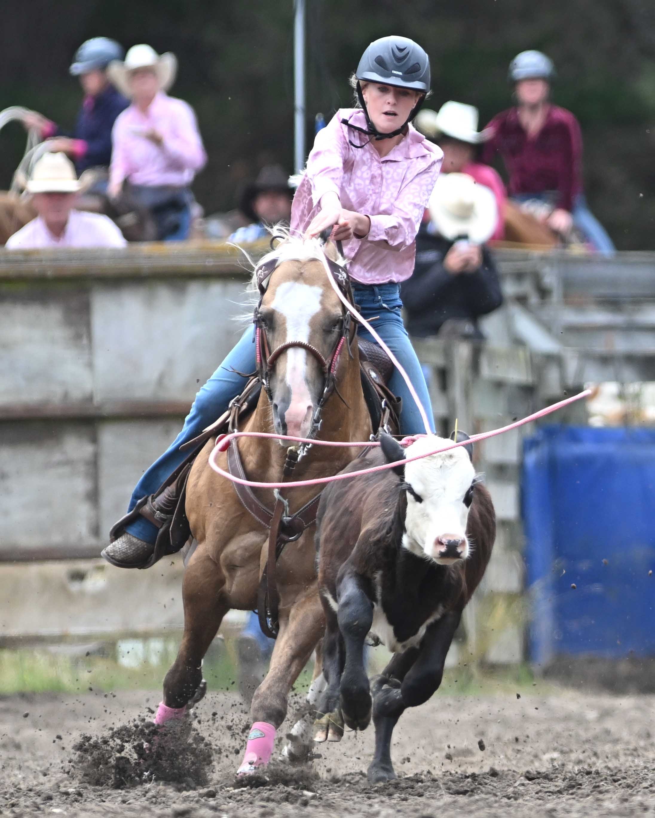 Sophie Smith, 15, of Tarras, competes in the breakaway roping event at the Waikouaiti Rodeo...