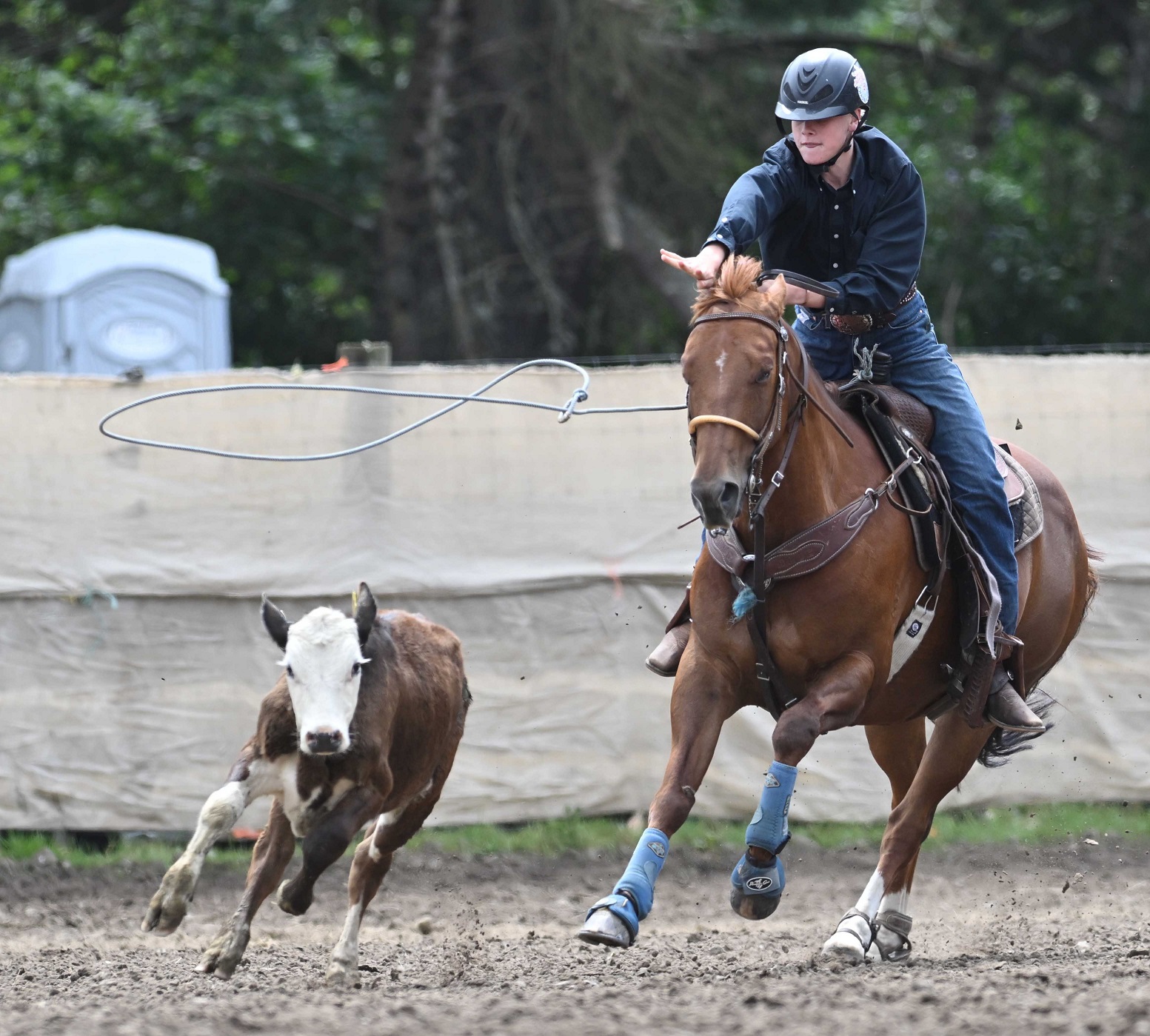 Sophie Smith’s brother Angus, 14, also competes in the junior breakaway roping event.