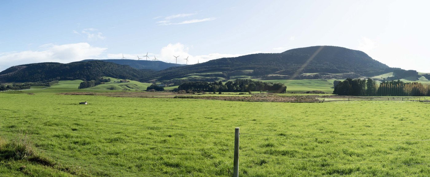 A proposed view of the Slopedown wind turbines as viewed from the corner of Wyndham Station Rd...