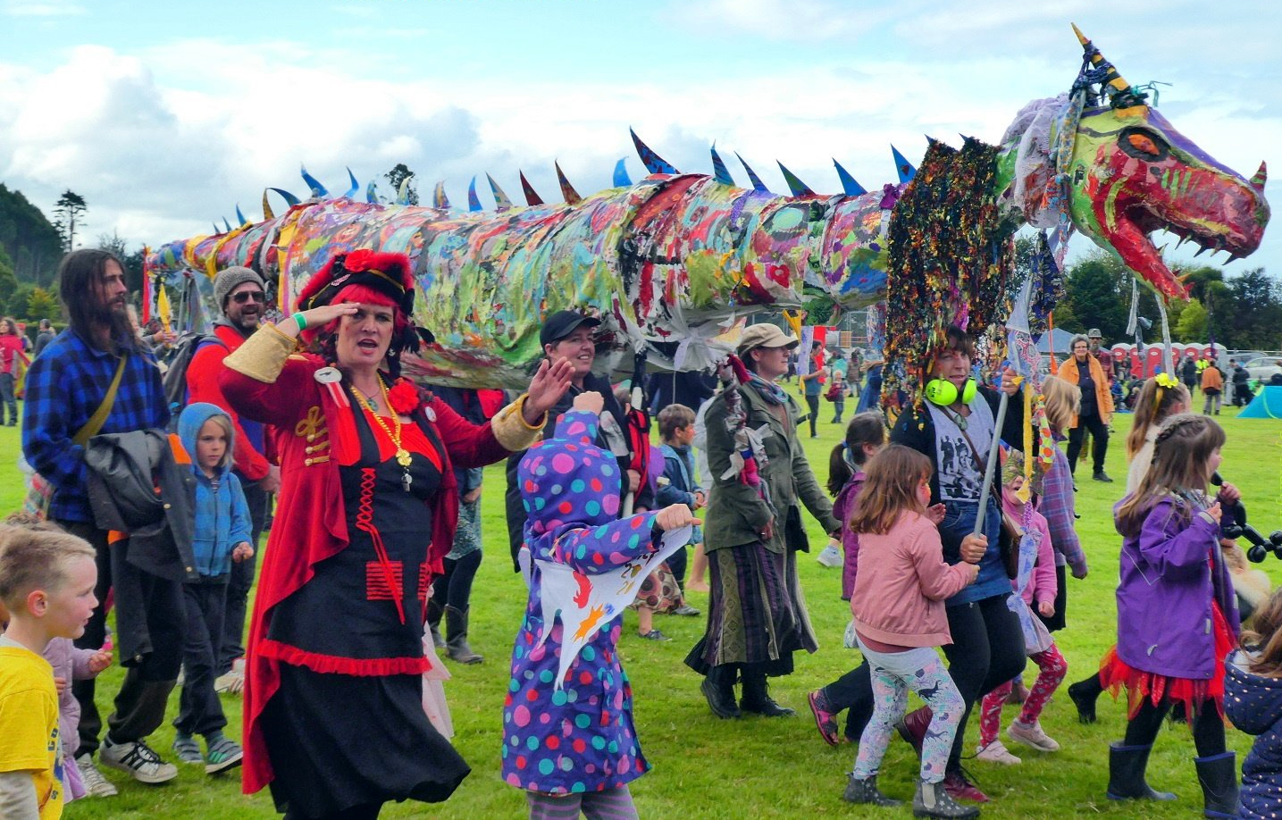 Festival Children . . . Waitati Music Festival MC Cr Mandy Mayhem joins in with the children's...