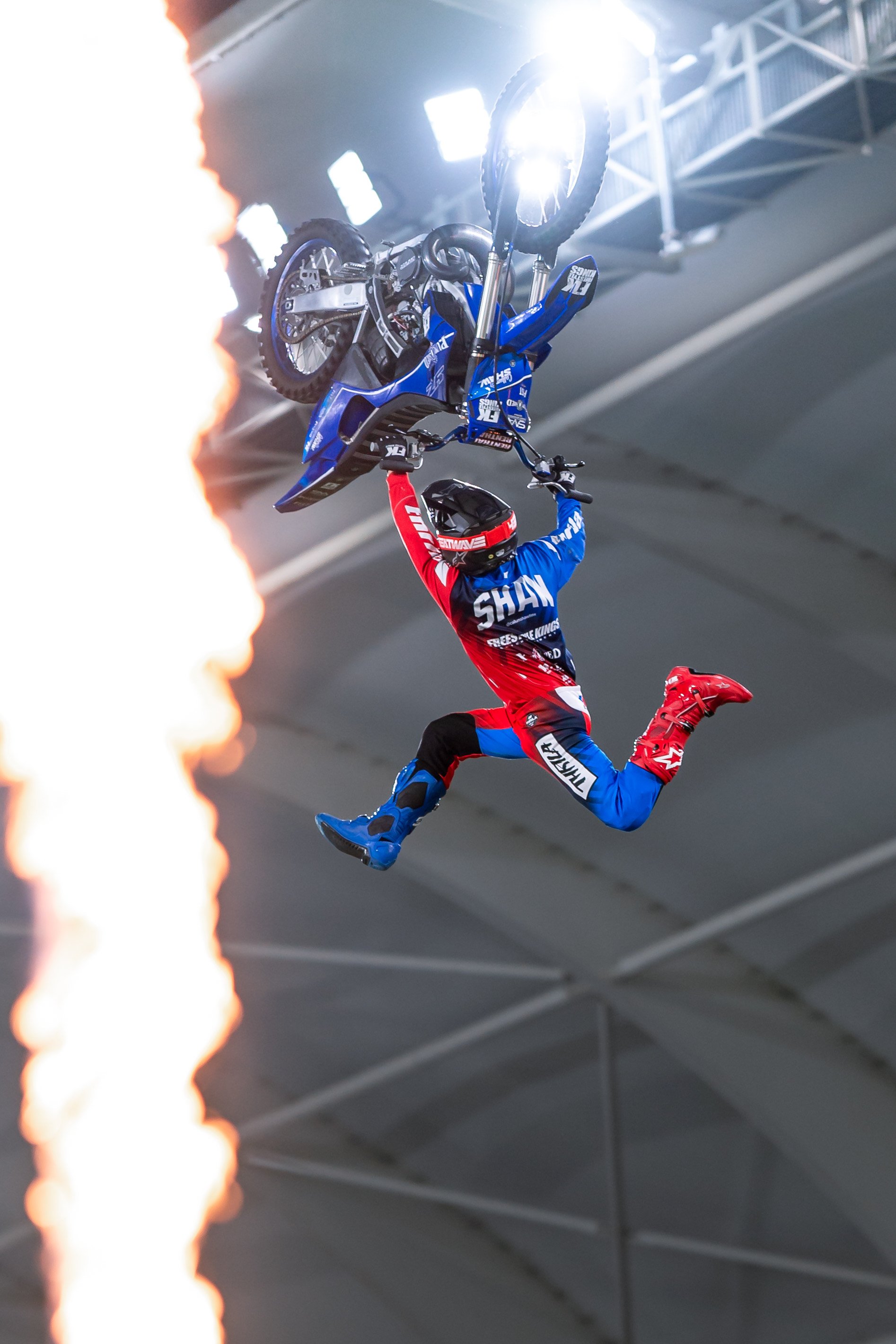 Freestyle motocross rider Callum Shaw, of Invercargill, performs an FMX indy backflip at a...