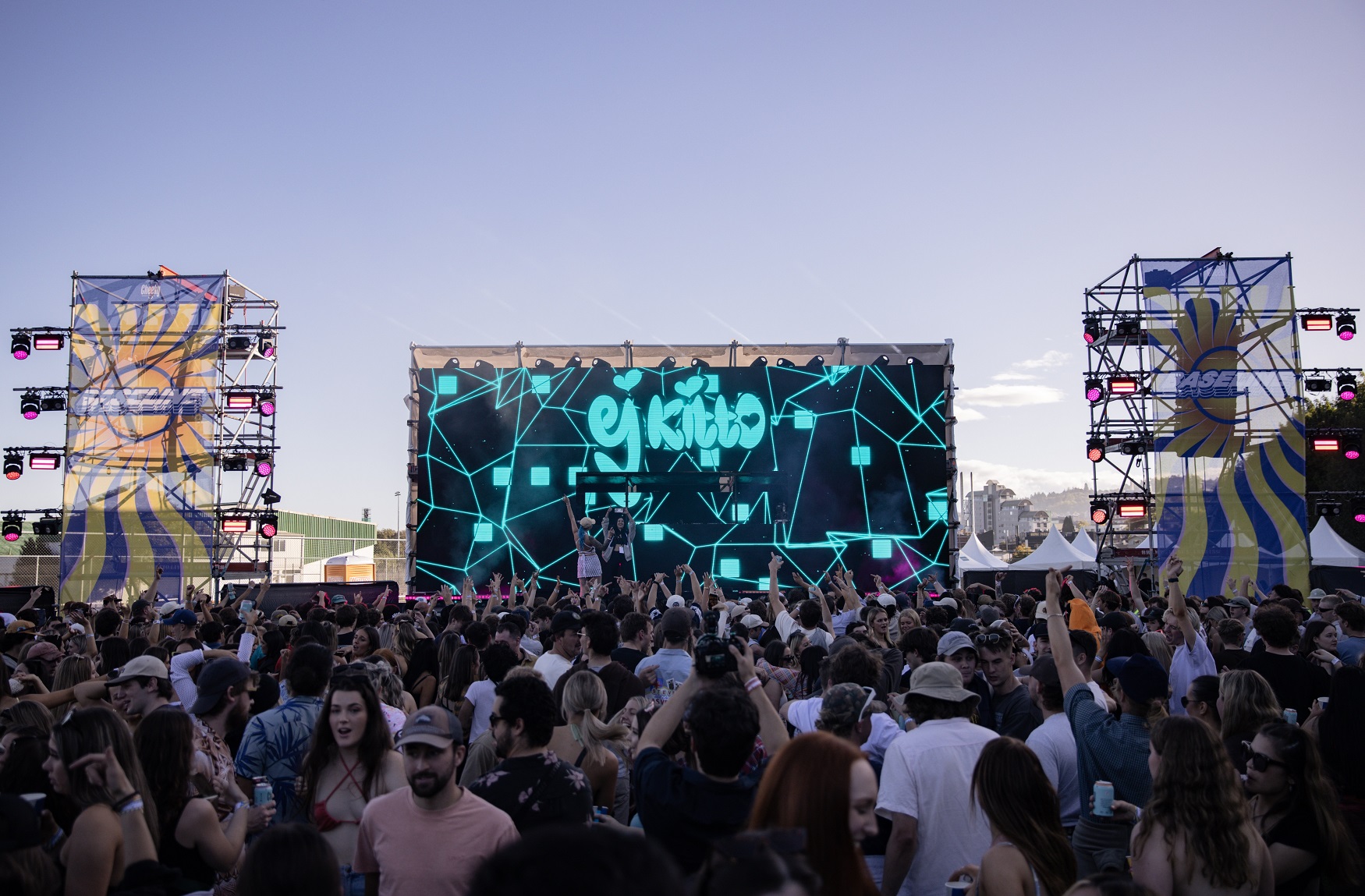 The crowd enjoys the sounds at one of two stages at a previous Baseline Festival. The dance music...