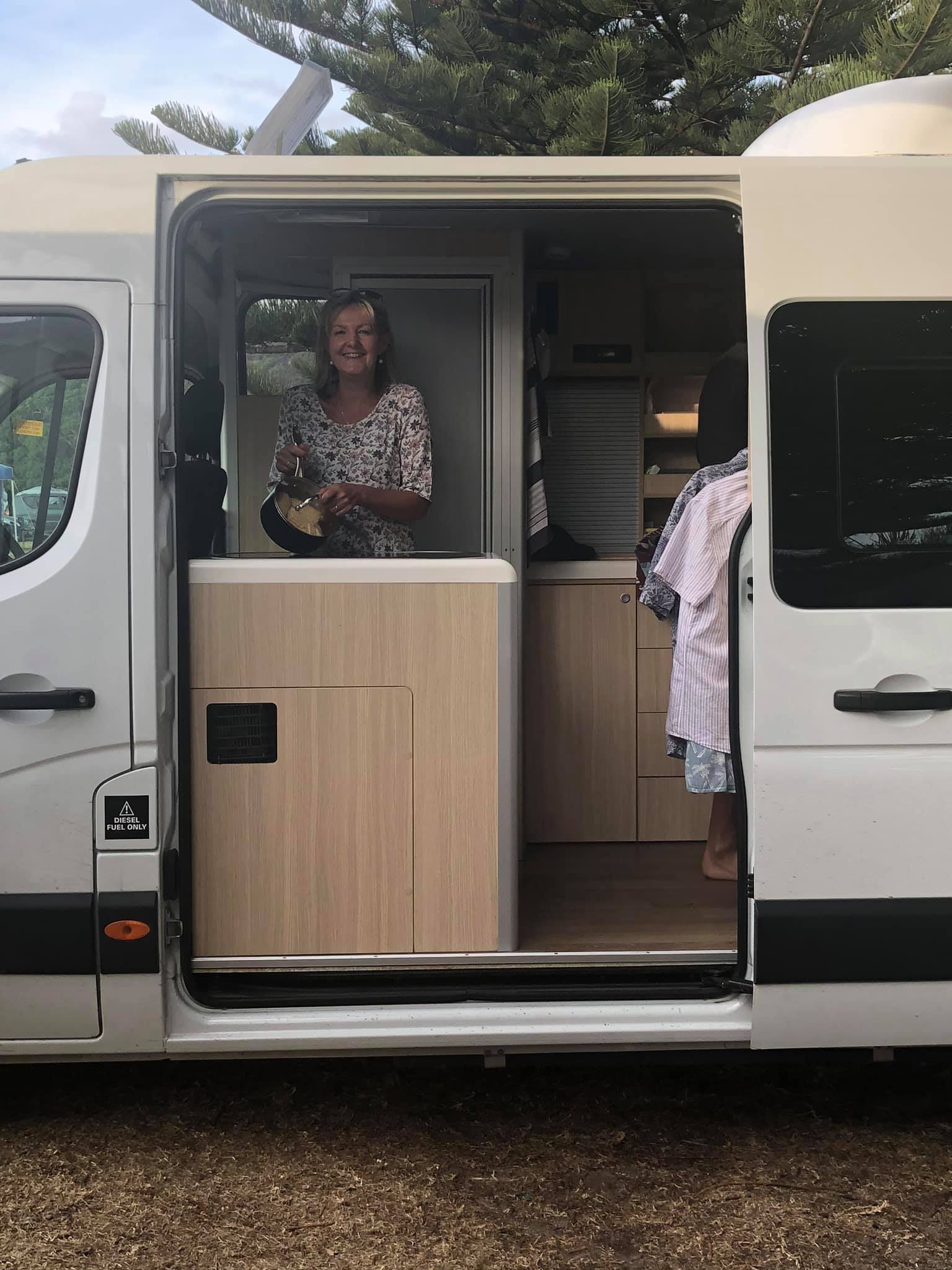 Linda Duncan in her van.