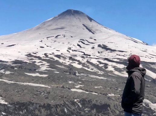 Canterbury University research engineer, Dr Alberto Ardid, on the summit of Villarrica volcano in...