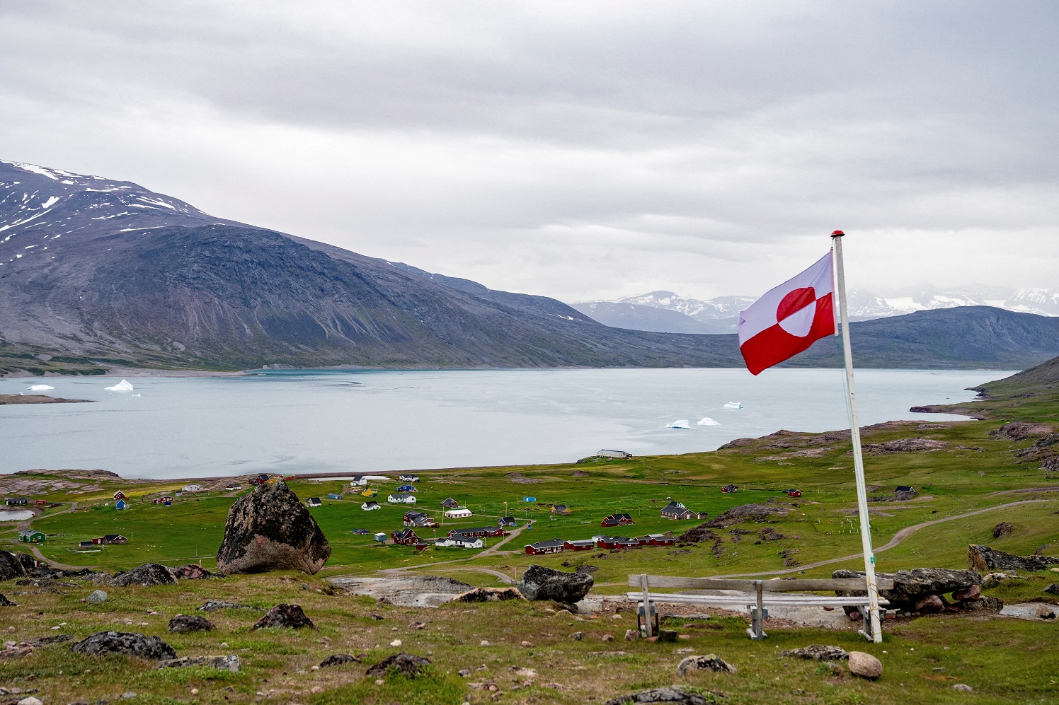 Greenland's flag flies in Igaliku settlement, Greenland. Photo: Reuters