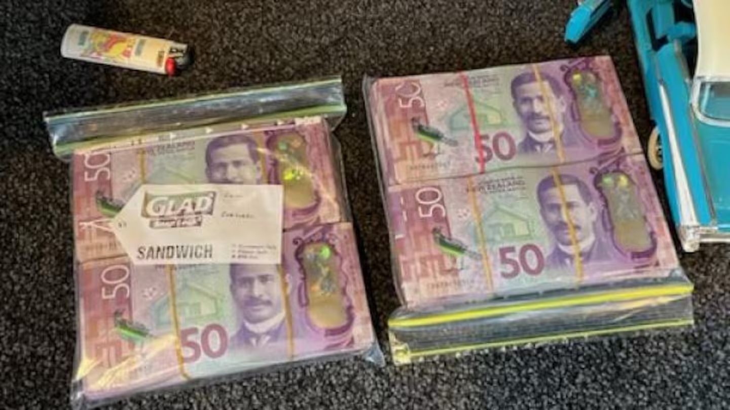 Cash seized by Taranaki police during an investigation into methamphetamine dealing in October 23...