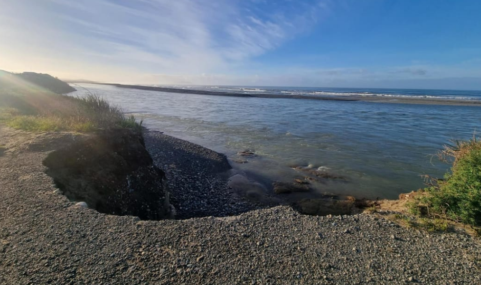 A state of emergency has been declared at Bluecliffs after three metres of land was lost, Photo: RNZ