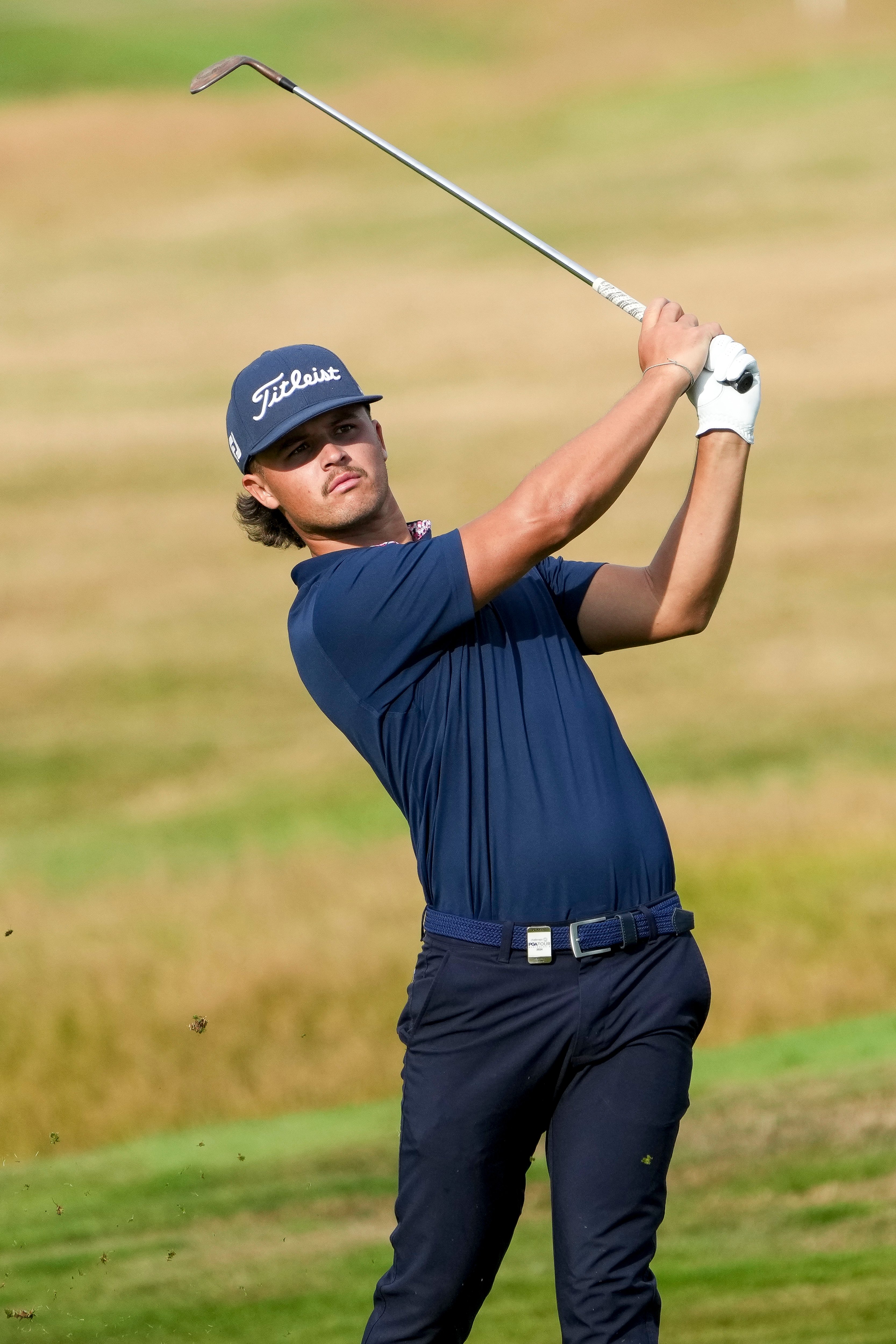 Australia’s Harrison Crowe takes a shot during round one of the NZ Open, in Arrowtown, yesterday....