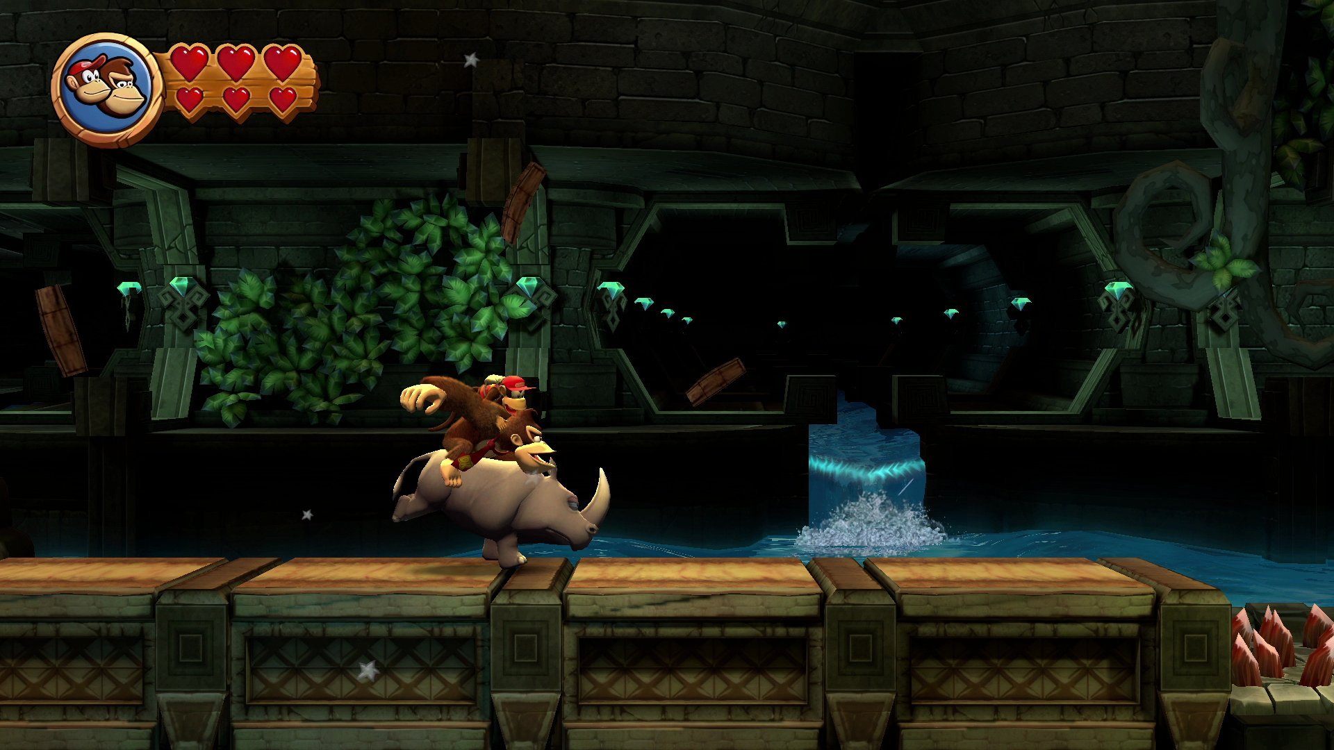 Donkey Kong gets by with a little help from his friends in Donkey Kong Country Returns HD. Image:...