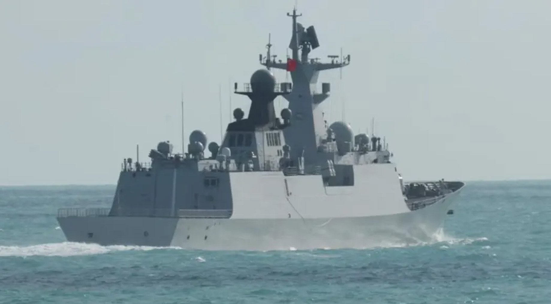 This Jiangkai-class frigate 'Hengyang' was among the Chinese flotilla sailing east of Sydney....