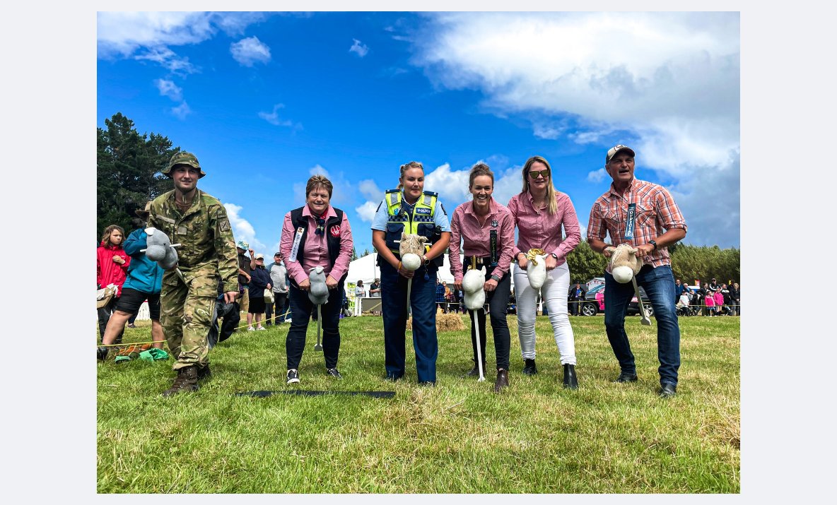 Horsing around at the 2024 Southland A&P Show are (from left) association president Paula Bell,...