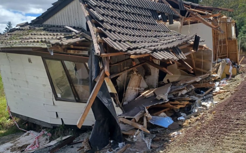 An accident left this house abandoned and badly damaged on a rural road in the Far North. Photo:...