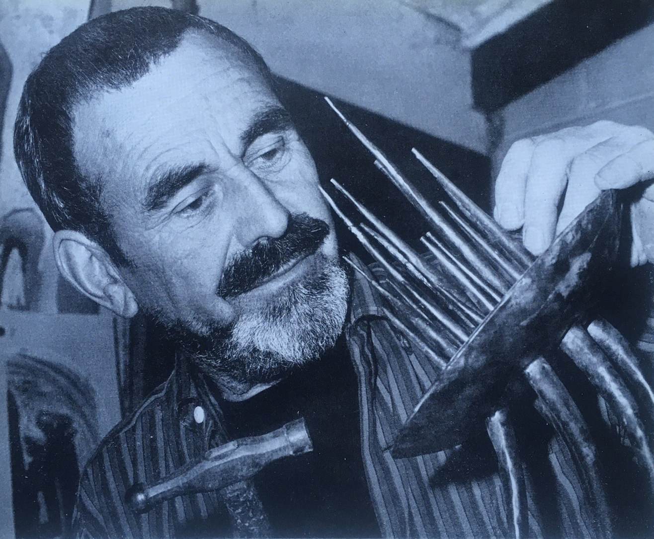 Sculptor John Middleditch works in his Dunedin studio in the 1980s. Photo: supplied