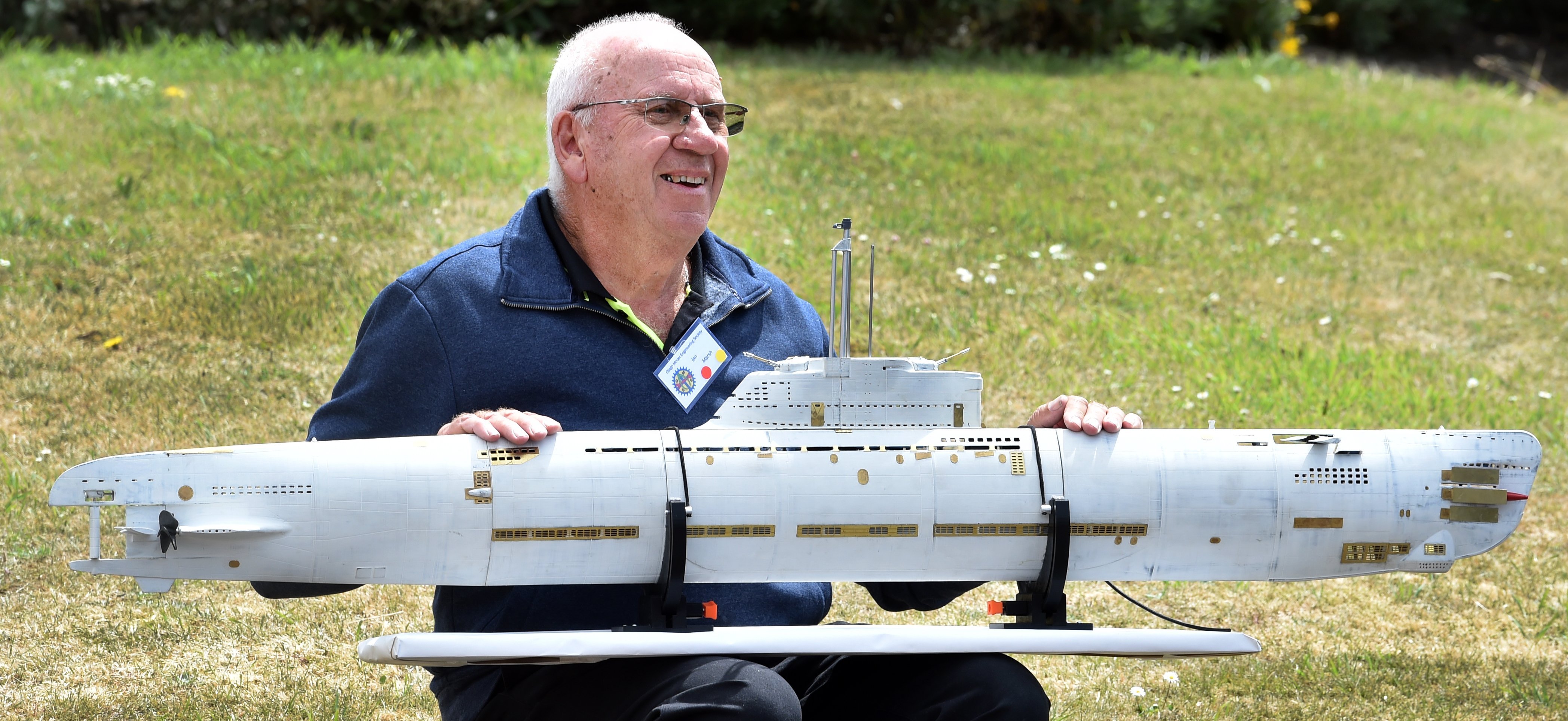 Ian Marsh, of Dunedin, with his operational model of a World War 2 German Type XXI submarine at...