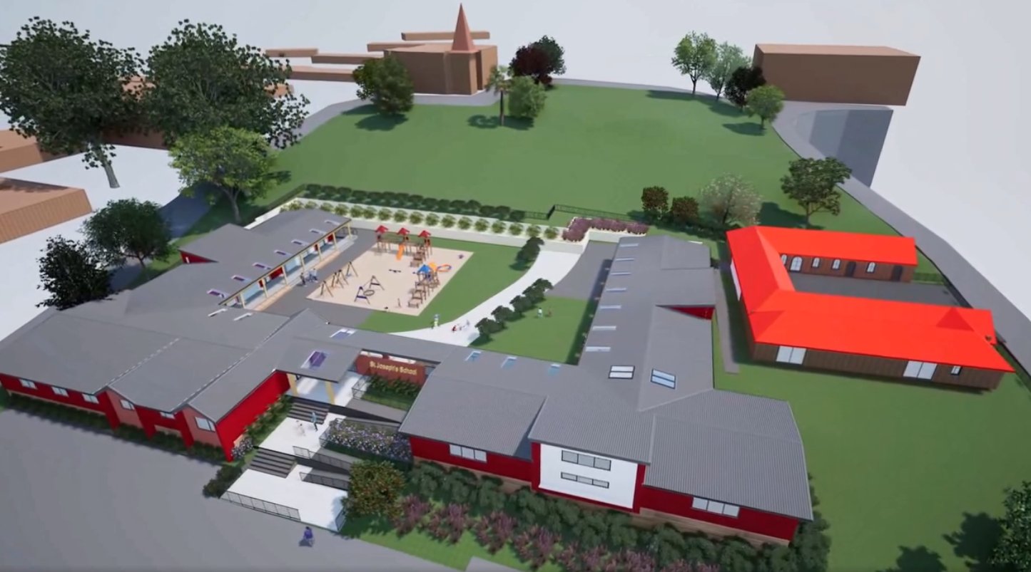 A concept image of the new St Joseph’s School in the grounds of St Kevin’s College (centre front)...