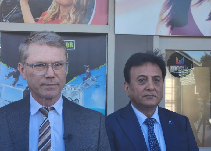 Justice Minister Paul Goldsmith (left) and Sunny Kaushal, chair of the advisory group on retail...