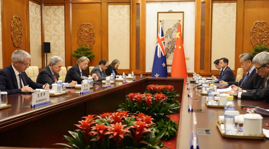 Talks between Winston Peters and Wang Yi in Beijing. Photo: Supplied / NZ Embassy in Beijing