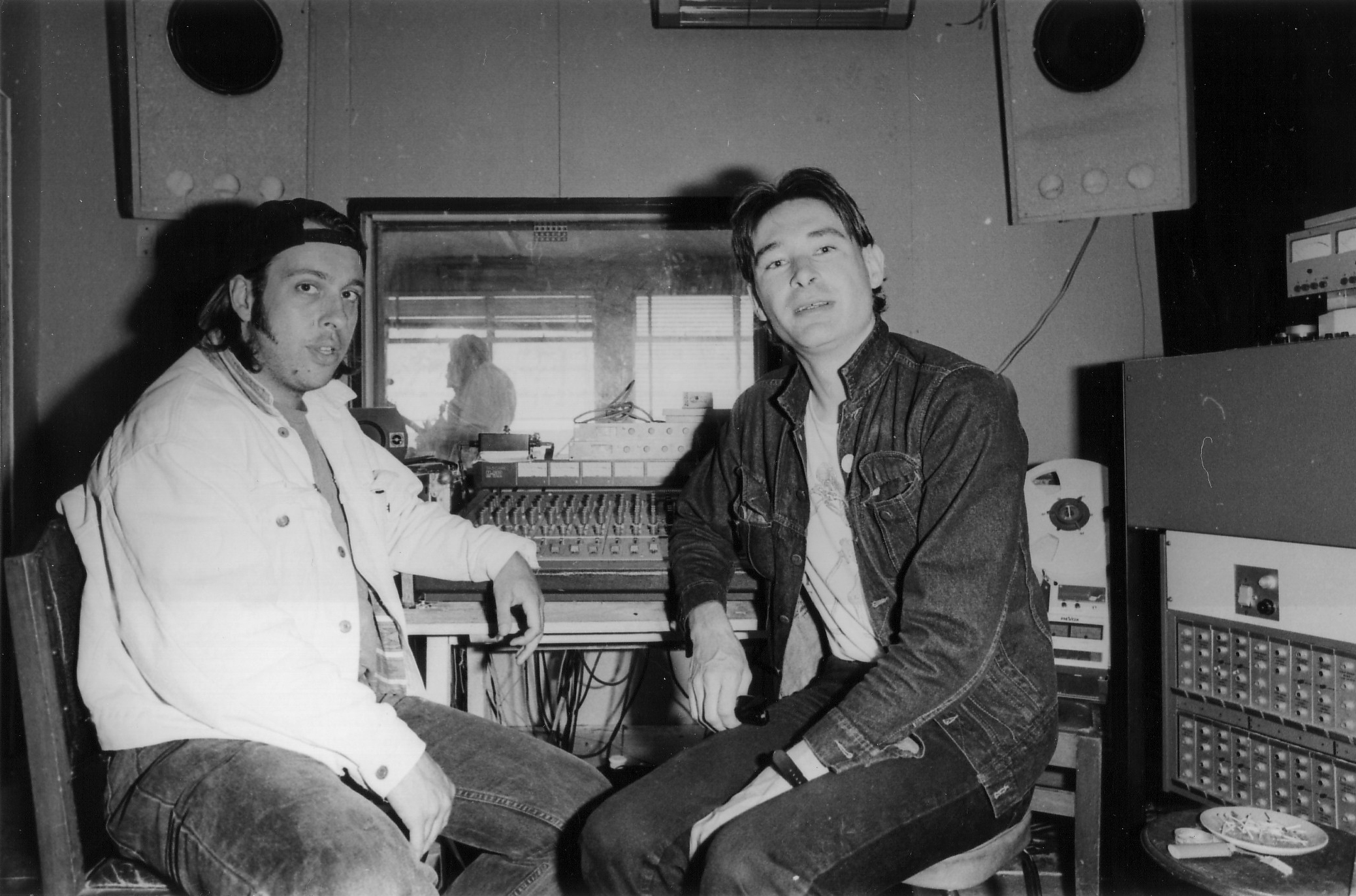 Peter Jefferies (right) with Bruce Russell at Dunedin’s Fish Street Studio.