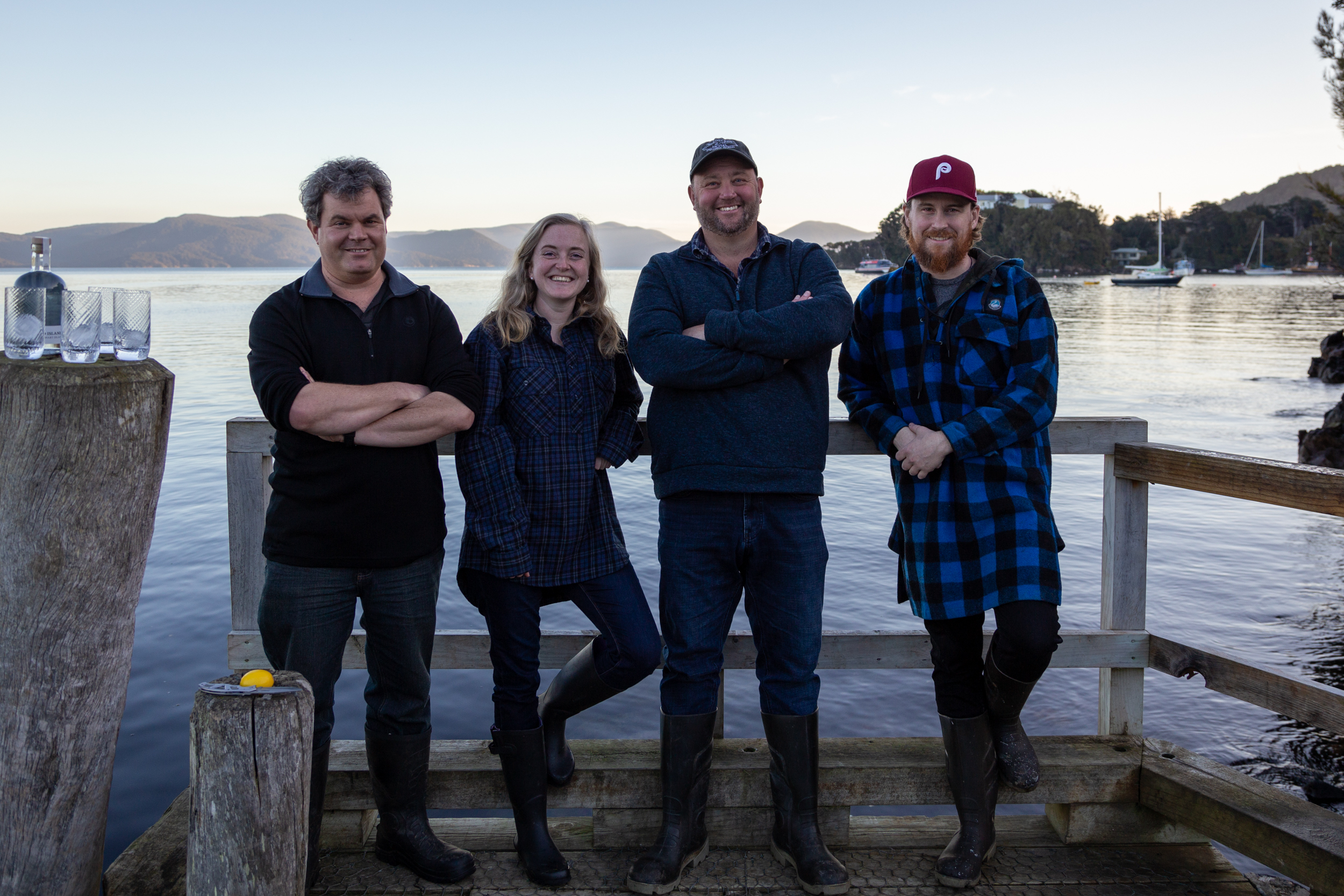 The Rakiura Distilling team: (L-R) Ben Hopkins, Hannah Watkinson, Jim Turrell, and Dave Patterson.