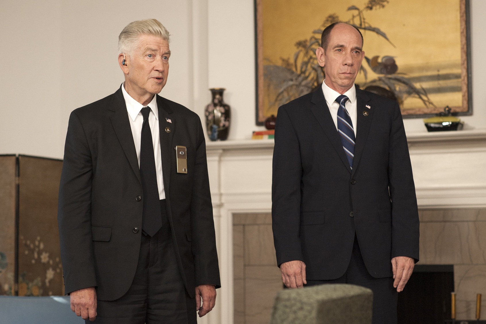 David Lynch and Miguel Ferrer star in Twin Peaks. Photo: Showtime