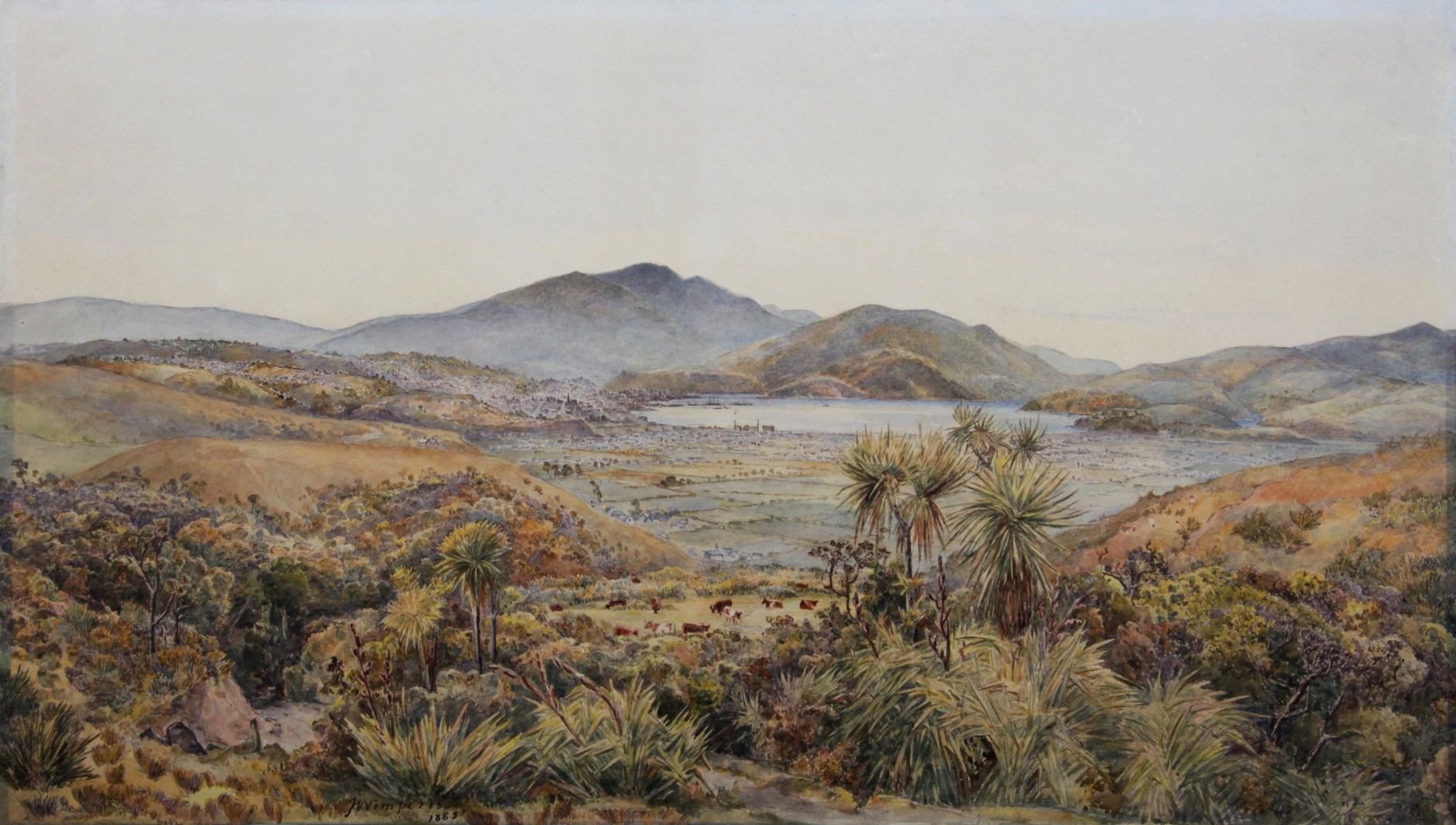 Jenny Wimperis, Dunedin from the Hill 1885, watercolour on paper. Photo: collection of the...